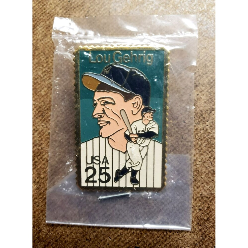 Vintage United States Postal Service  LOU GEHRIG USA 25¢ METAL POSTAGE STAMP PIN